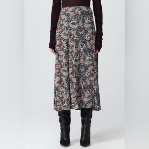 ZADIG & VOLTAIRE June Soft British Flowers Skull Skirt Sz 34 XS